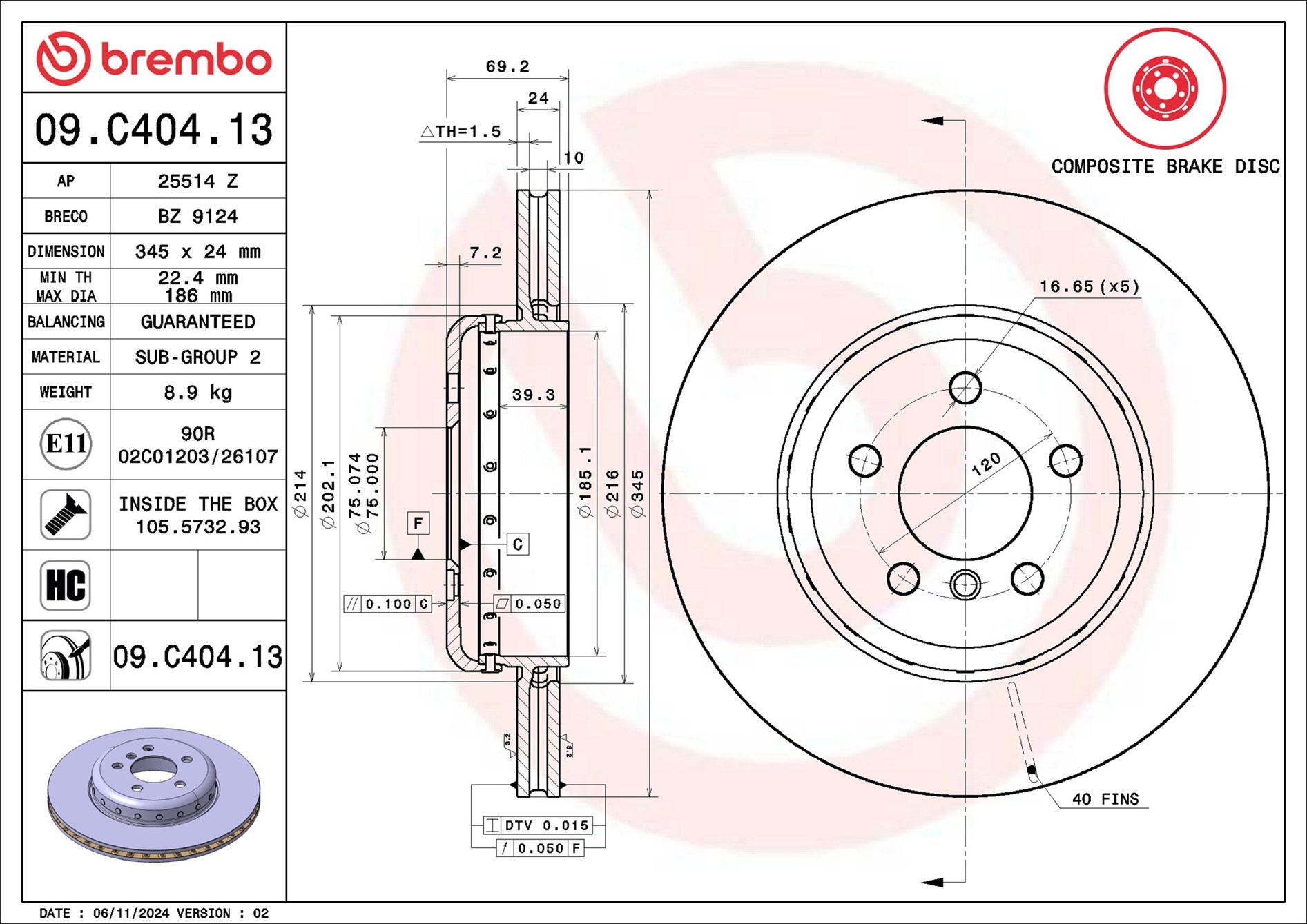 BREMBO Piduriketas 09.C404.13