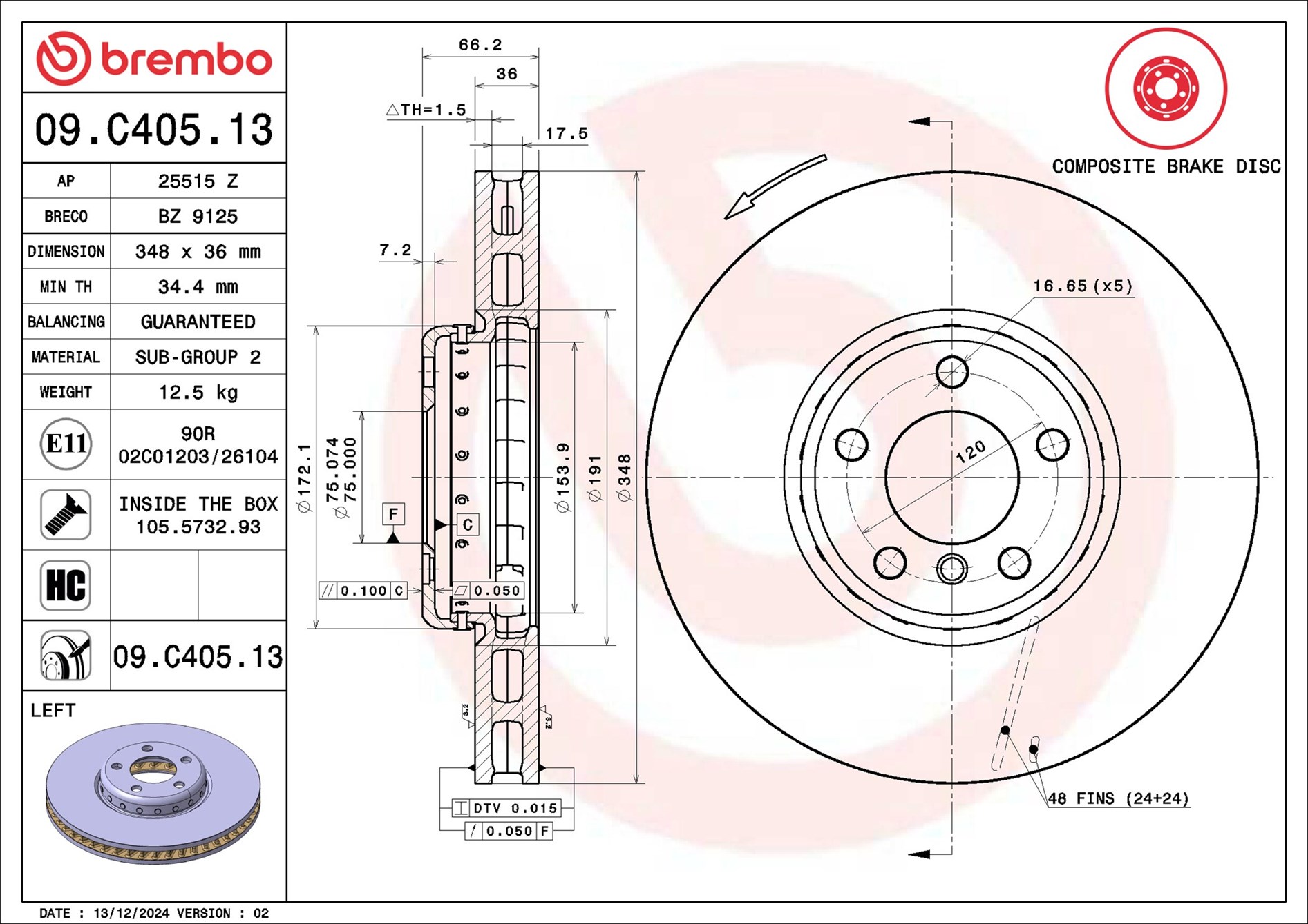BREMBO Piduriketas 09.C405.13
