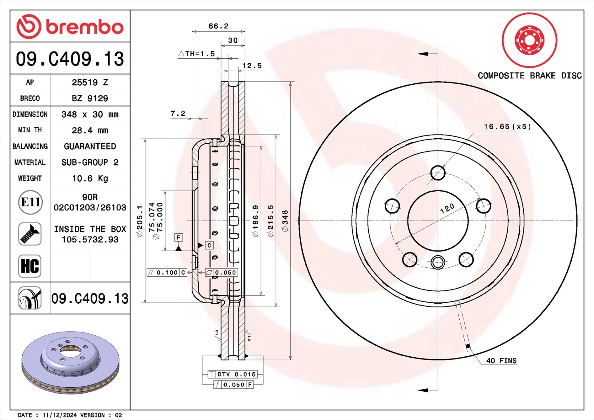 BREMBO Piduriketas 09.C409.13
