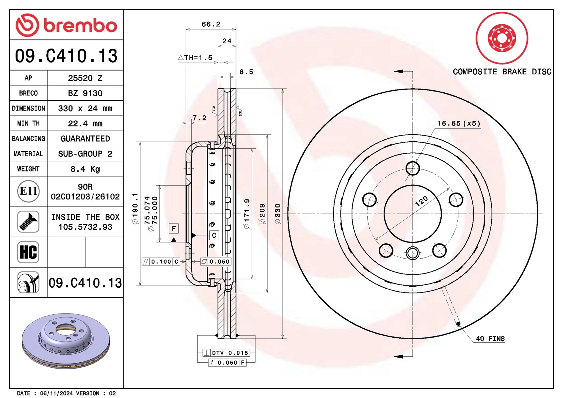 BREMBO Piduriketas 09.C410.13