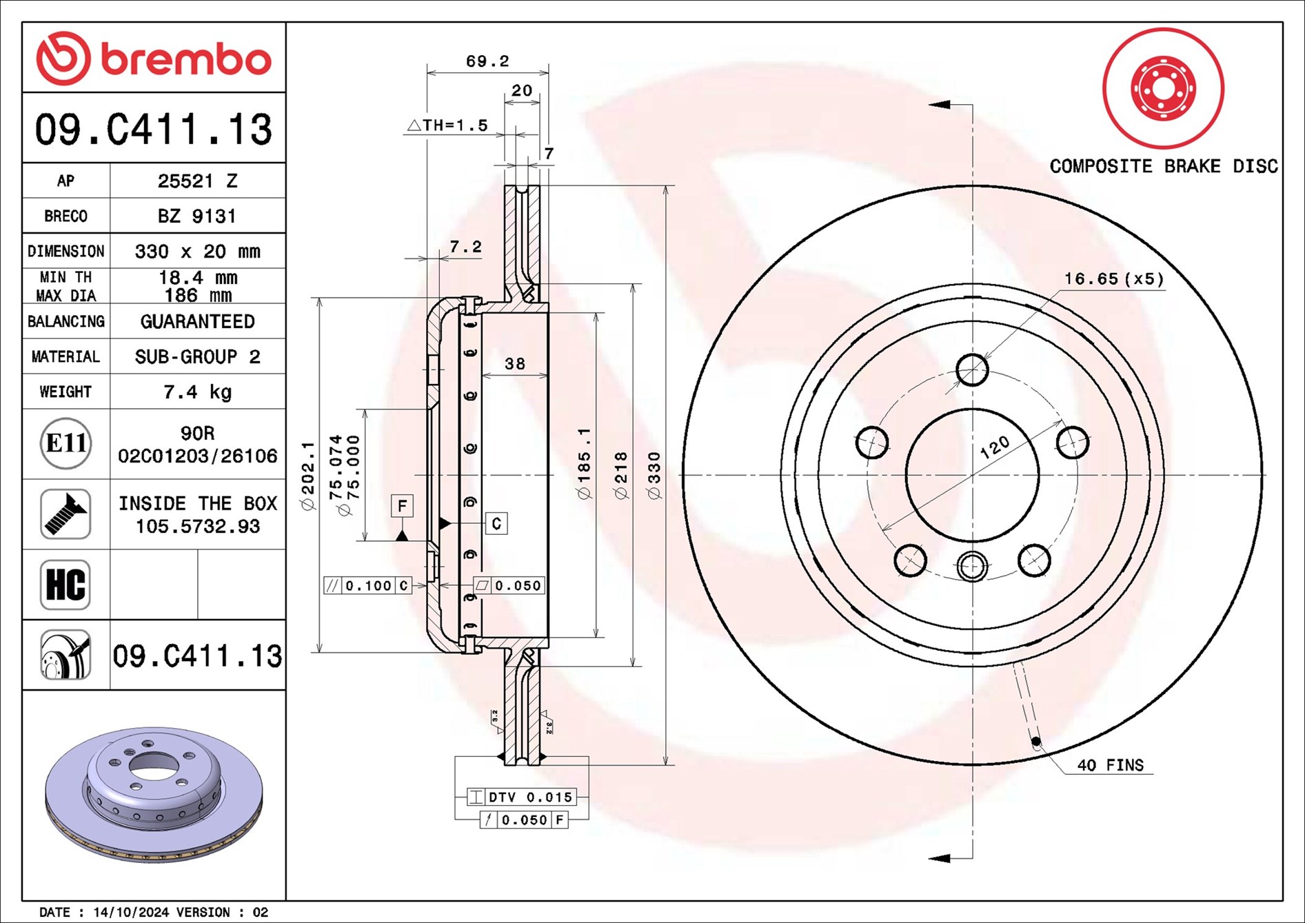 BREMBO Piduriketas 09.C411.13