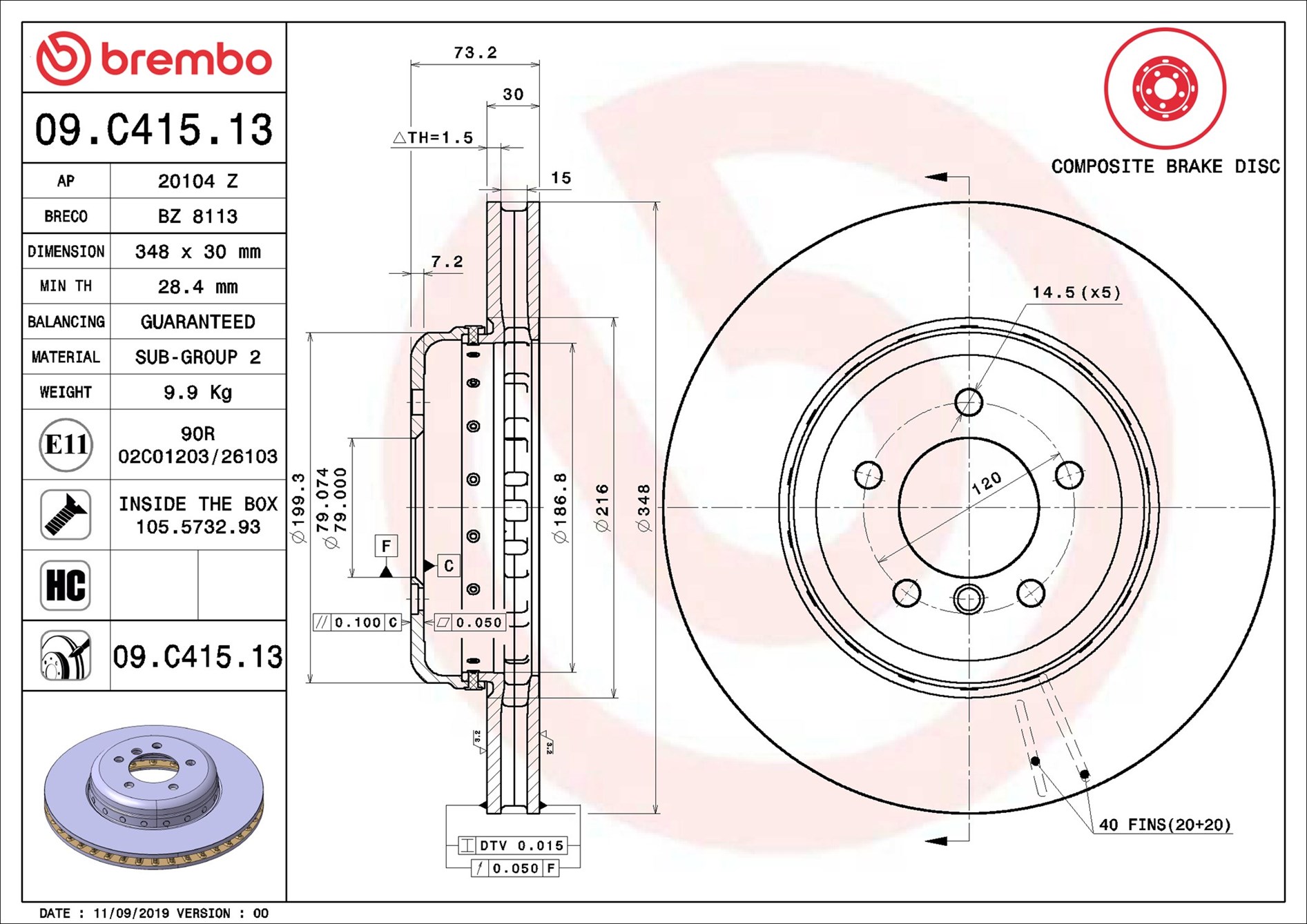 BREMBO Piduriketas 09.C415.13