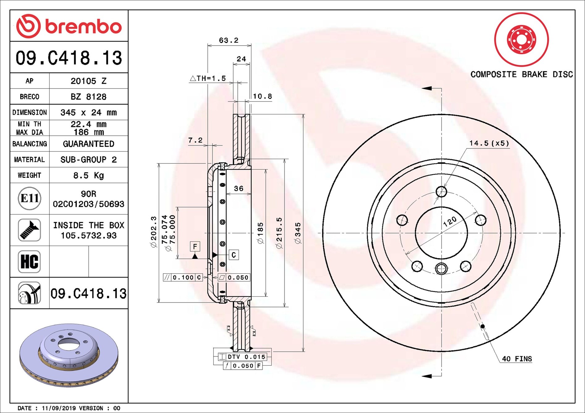 BREMBO Piduriketas 09.C418.13