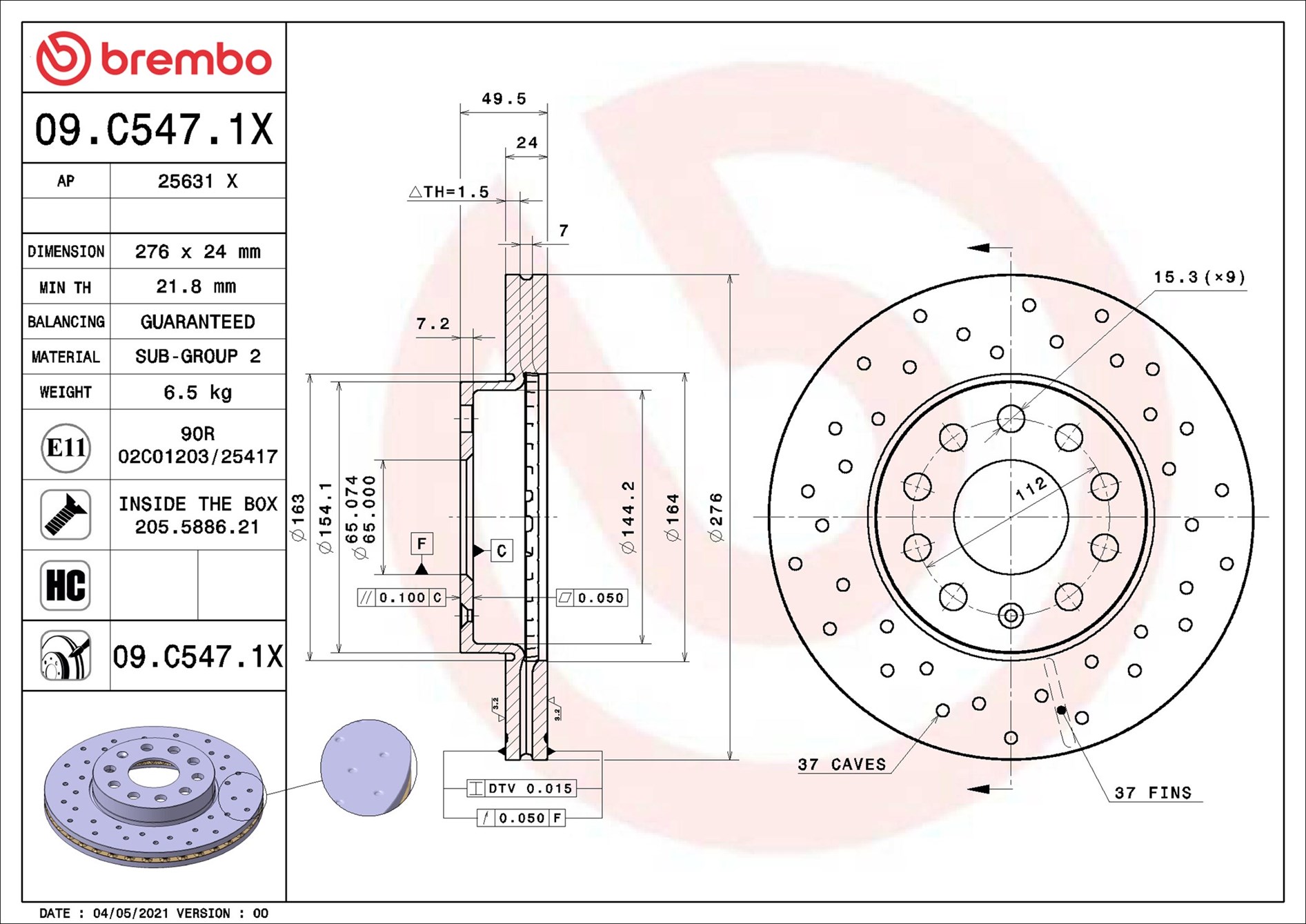 BREMBO Jarrulevy 09.C547.1X