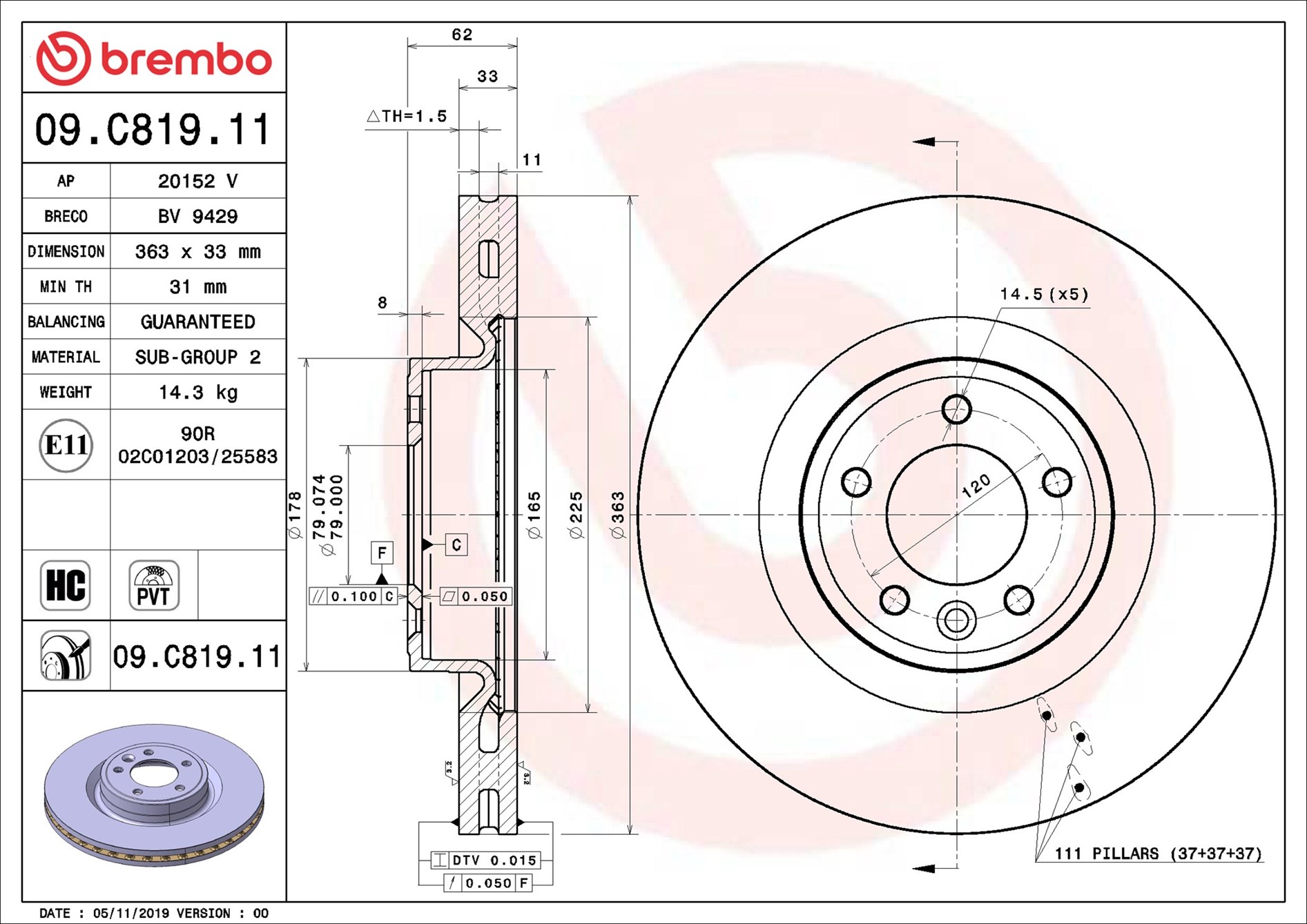 BREMBO Piduriketas 09.C819.11