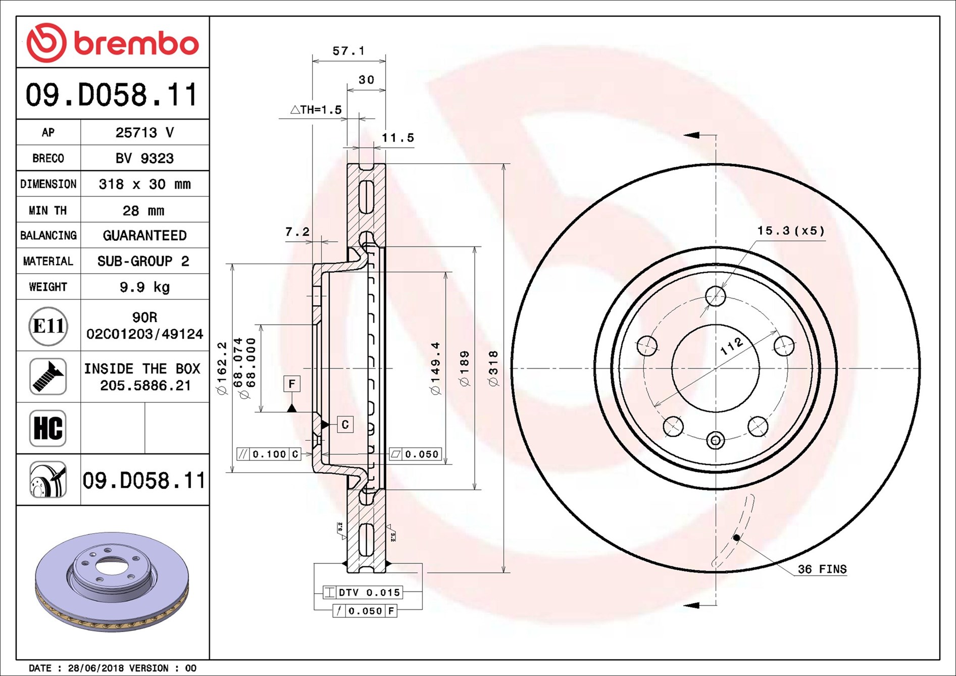 BREMBO Jarrulevy 09.D058.11