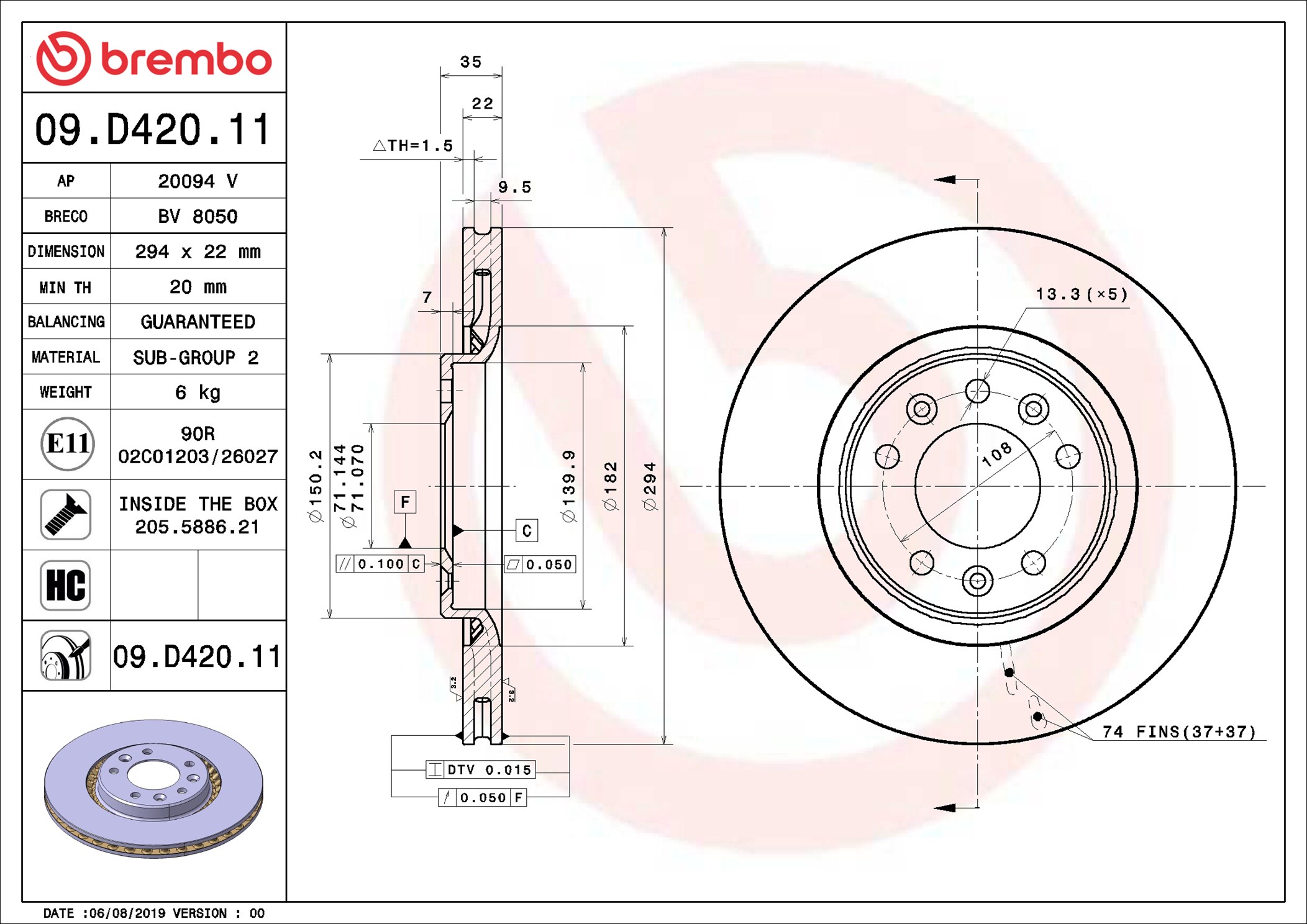 BREMBO Jarrulevy 09.D420.11