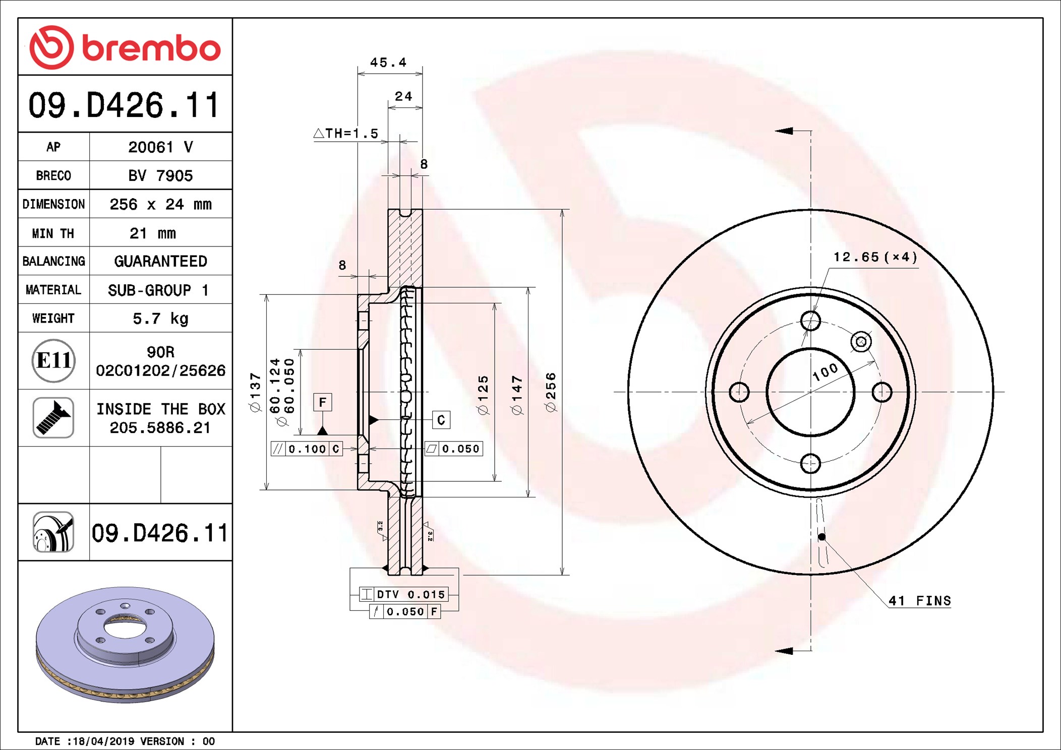BREMBO Piduriketas 09.D426.11