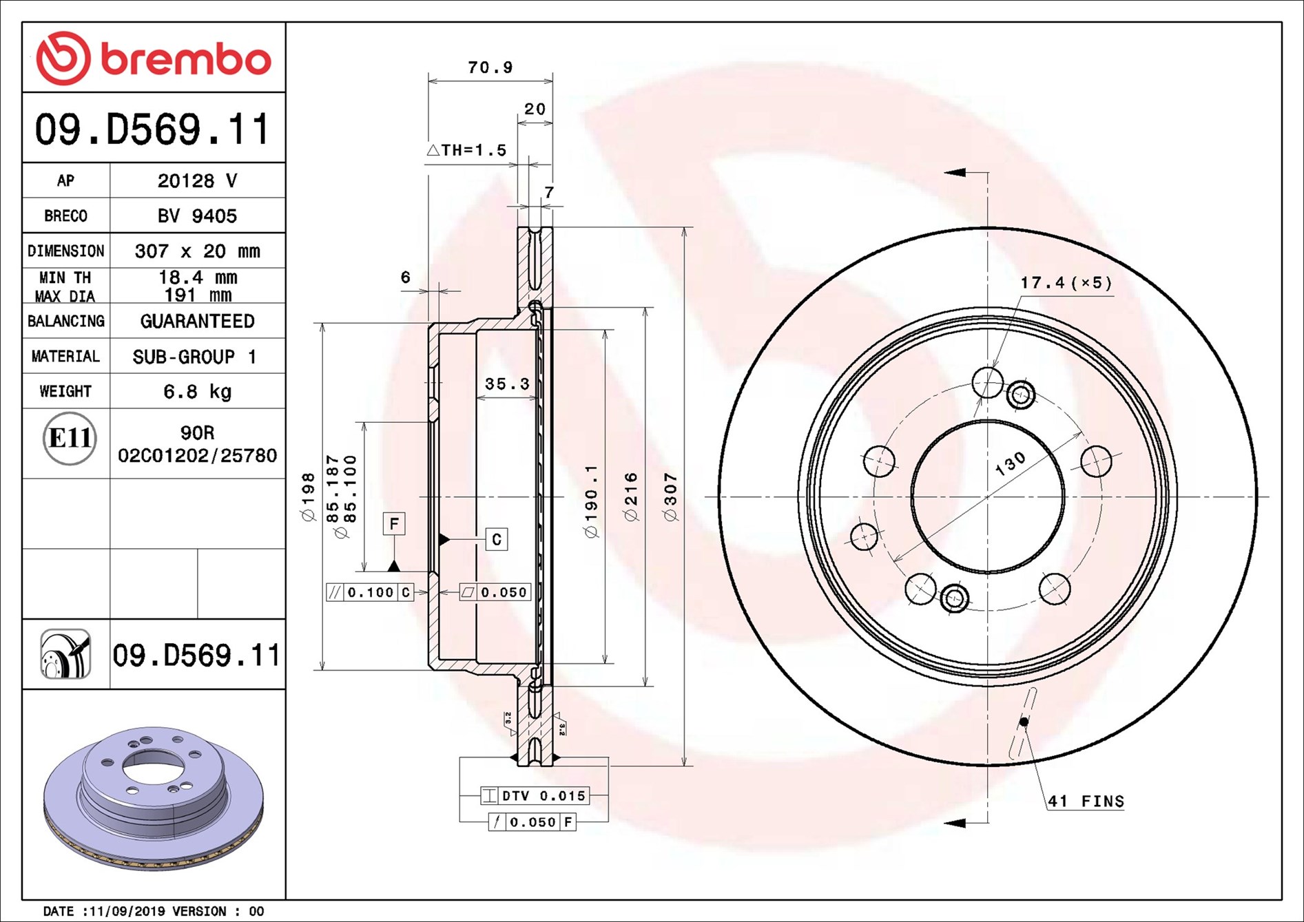 BREMBO Piduriketas 09.D569.11