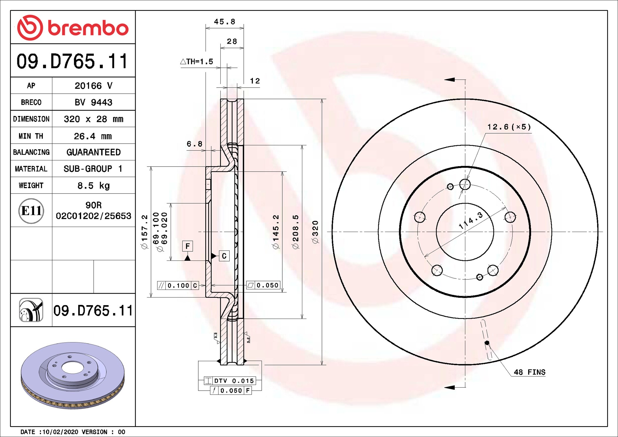 BREMBO Jarrulevy 09.D765.11
