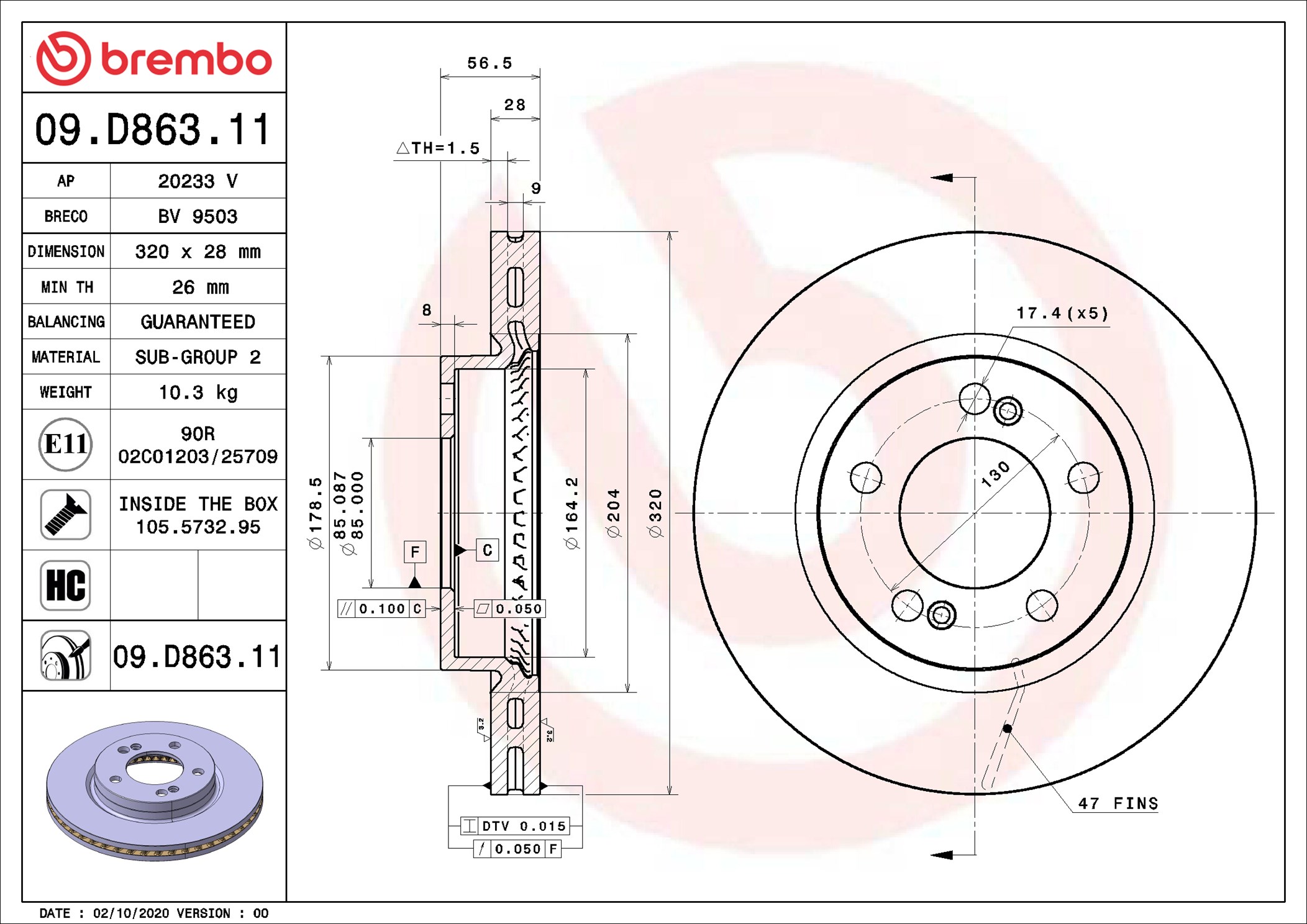 BREMBO Piduriketas 09.D863.11