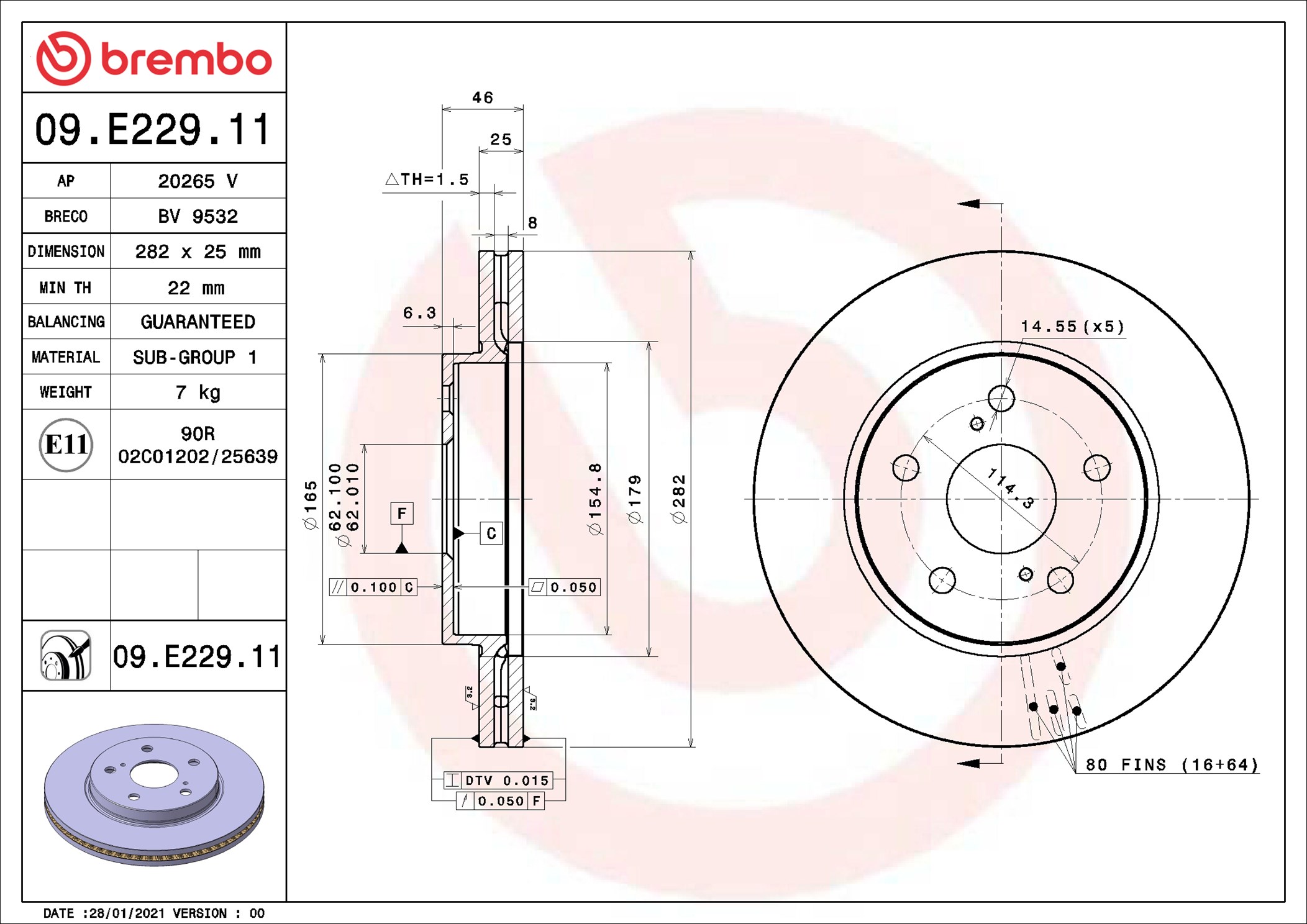 BREMBO Jarrulevy 09.E229.11