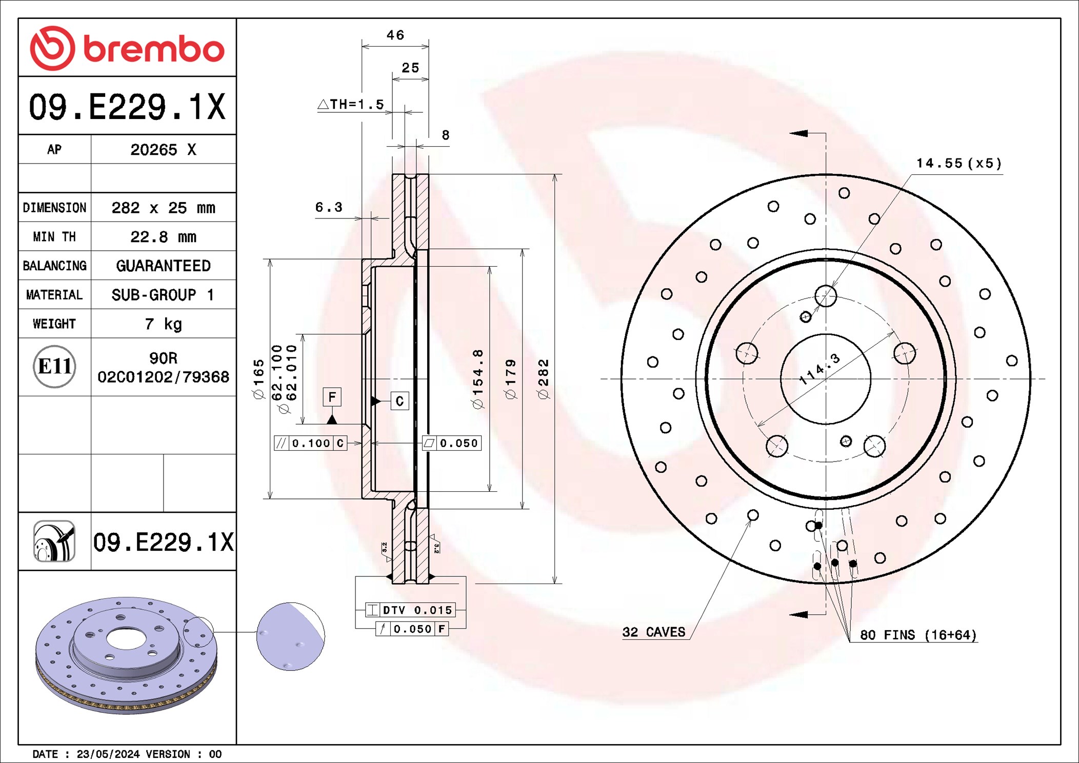 BREMBO Jarrulevy 09.E229.1X