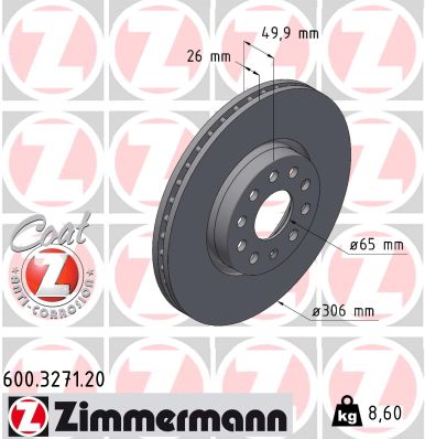 ZIMMERMANN stabdžių diskas 600.3271.20