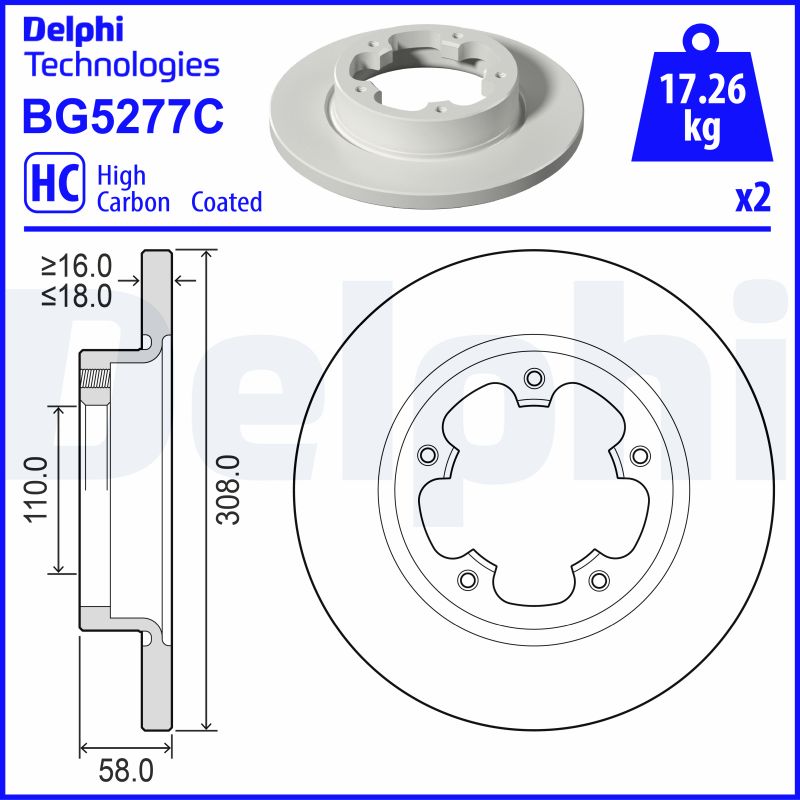 DELPHI Bromsskiva BG5277C
