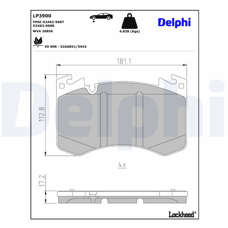 DELPHI Piduriklotside komplekt, ketaspidur LP3900