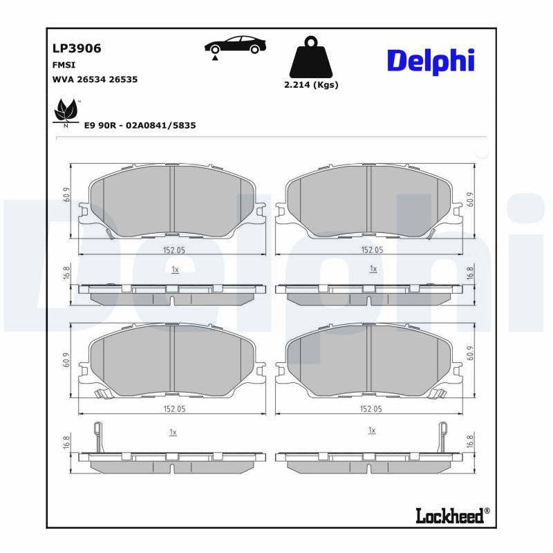 DELPHI Piduriklotside komplekt, ketaspidur LP3906