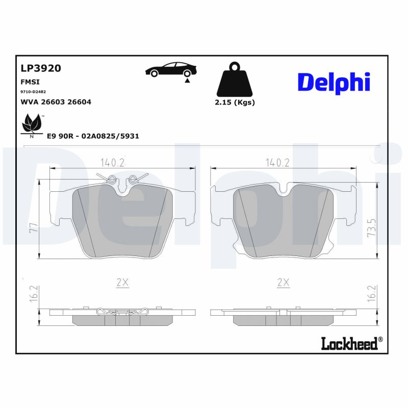 DELPHI Piduriklotside komplekt, ketaspidur LP3920