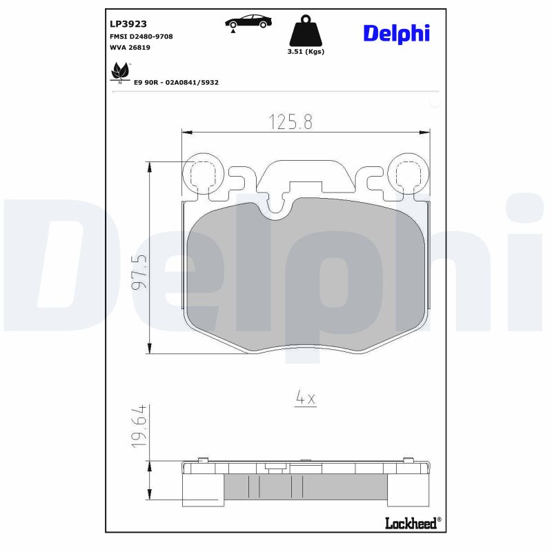 DELPHI Piduriklotside komplekt, ketaspidur LP3923