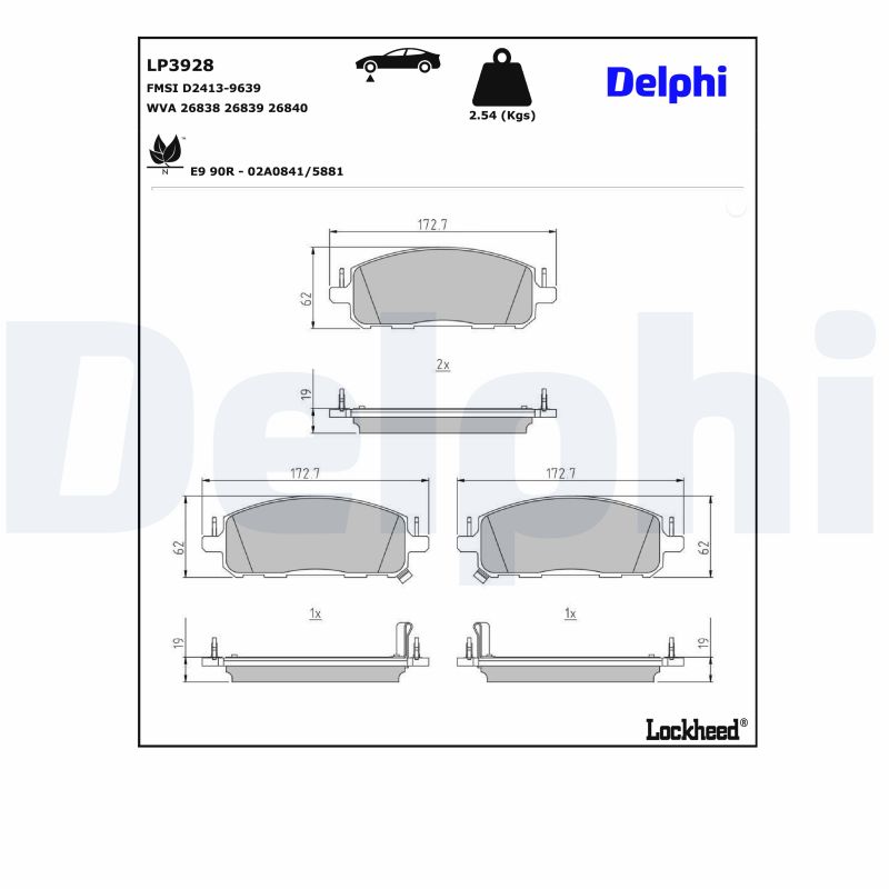 DELPHI Piduriklotside komplekt, ketaspidur LP3928