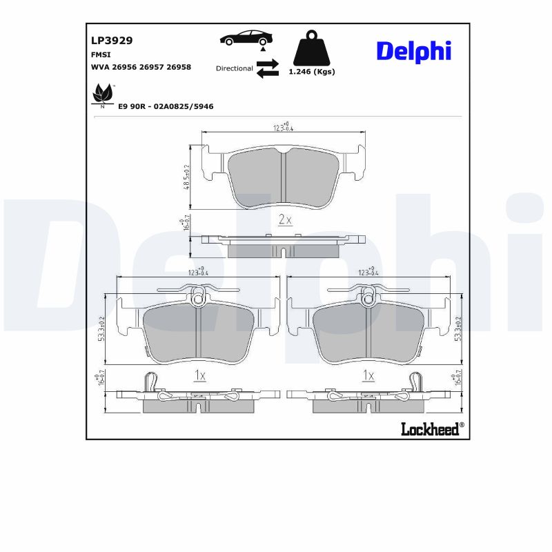 DELPHI Piduriklotside komplekt, ketaspidur LP3929