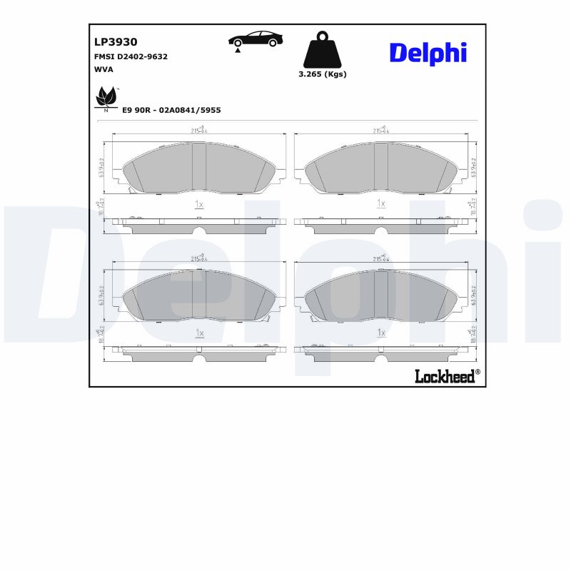 DELPHI Piduriklotside komplekt, ketaspidur LP3930