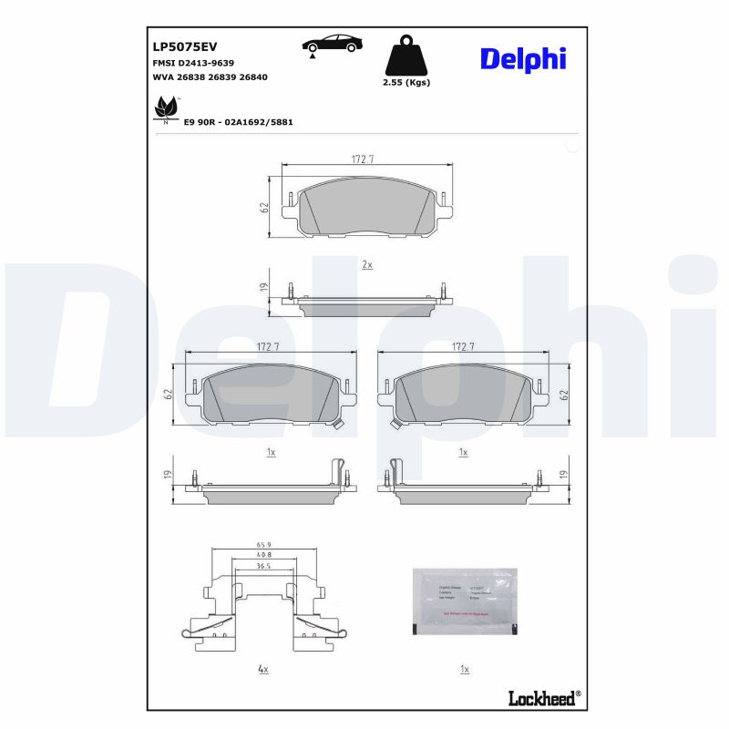 DELPHI Piduriklotside komplekt, ketaspidur LP5075EV