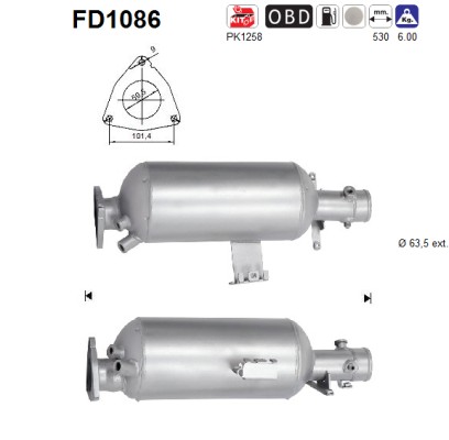 AS Sot-/partikelfilter, avgassystem FD1086