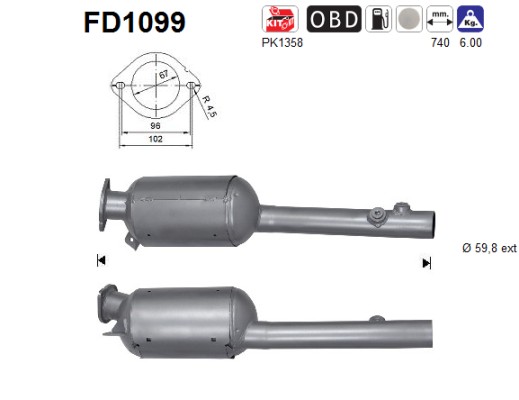 AS DPF kübemefilter FD1099