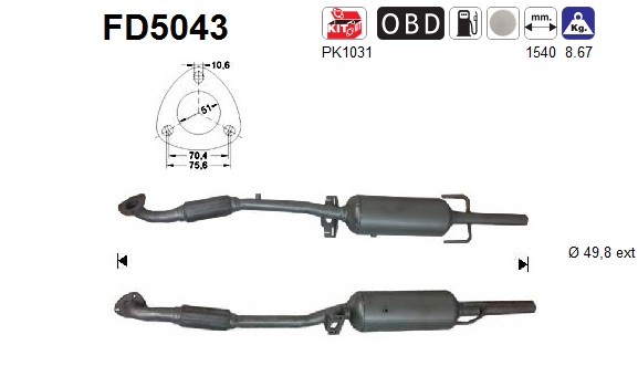 AS DPF kübemefilter FD5043