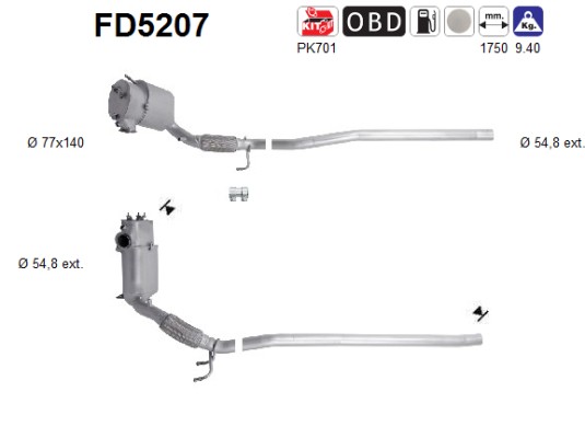 AS suodžių / kietųjų dalelių filtras, išmetimo sistema FD5207