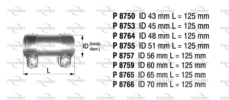 FENNO Putkenliitin, pakoputkisto P8755