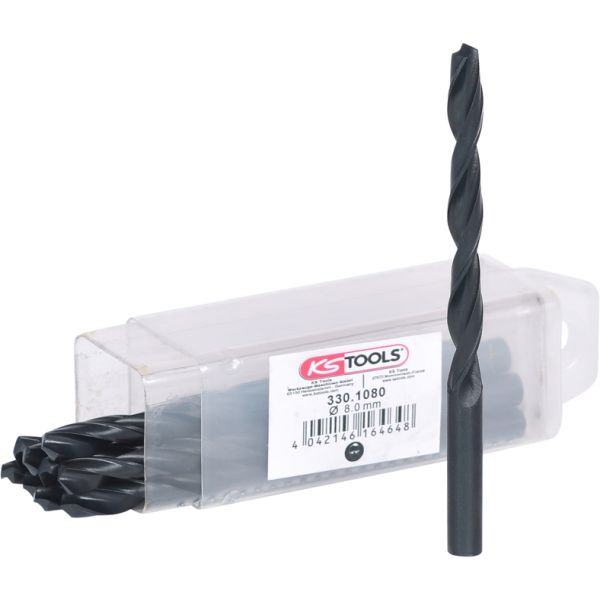 KS TOOLS HSS-R spiraalpuur, 8,0 mm, 10 tk pakk 330.1080