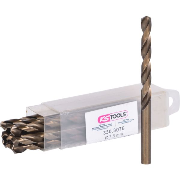 KS TOOLS HSS-G Co 5 spiraalpuurid, 7,5 mm, 10 tk 330.3075