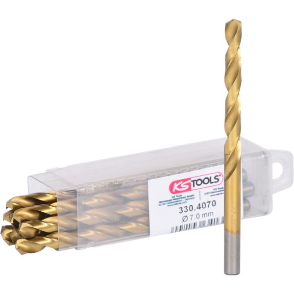 KS TOOLS HSS TIN spiraalpuur, 7mm, 10 tk 330.4070