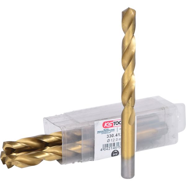 KS TOOLS HSS TiN kattega spiraalpuur, 12 mm, 5 tk 330.4120