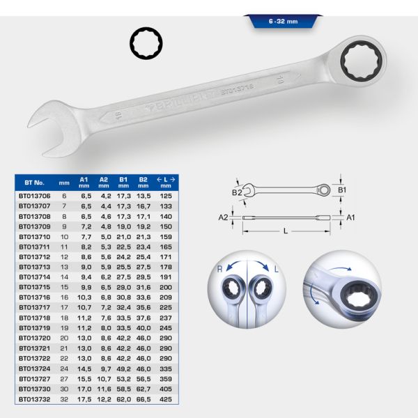 KS TOOLS Klucz oczkowy z grzechotką BT013710
