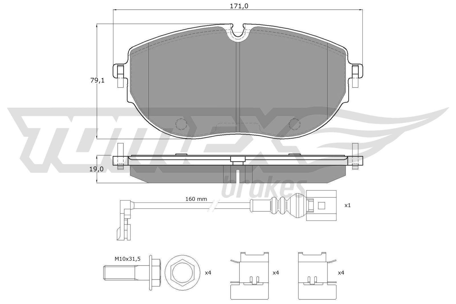 TOMEX Brakes Piduriklotside komplekt, ketaspidur TX 60-63