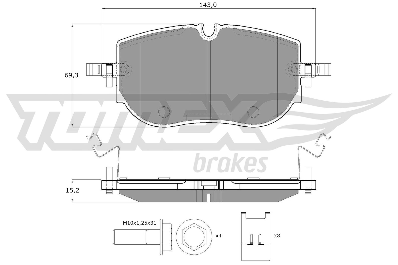 TOMEX Brakes Piduriklotside komplekt, ketaspidur TX 60-65
