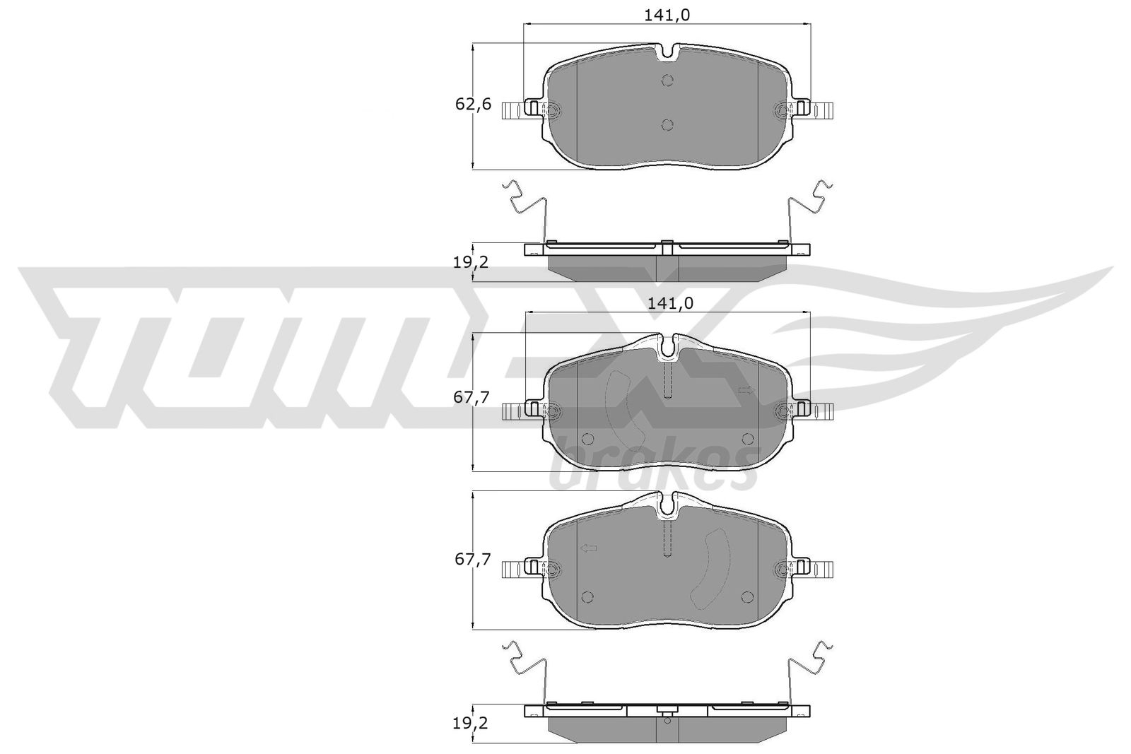 TOMEX Brakes Piduriklotside komplekt, ketaspidur TX 60-72