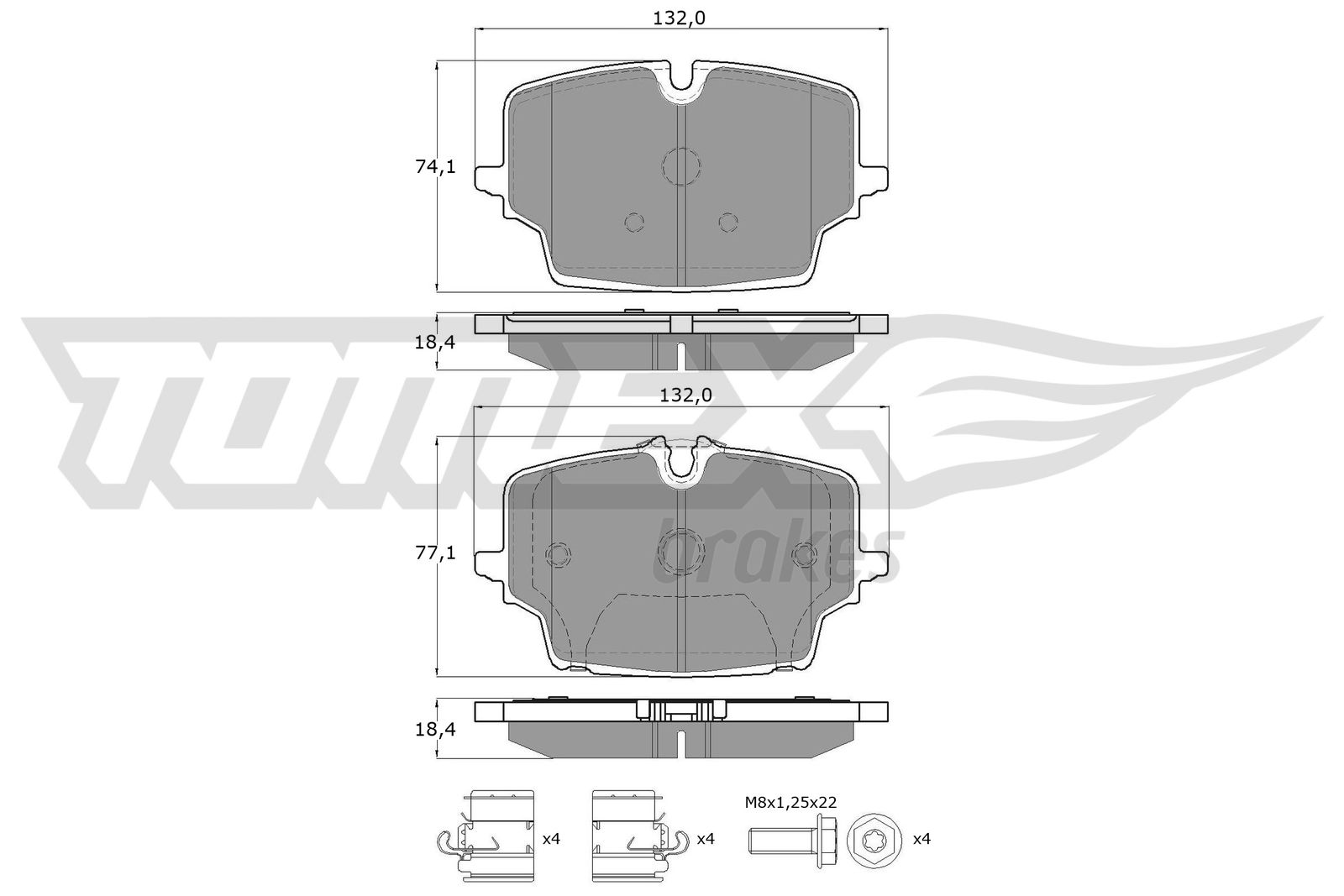 TOMEX Brakes Piduriklotside komplekt, ketaspidur TX 60-76
