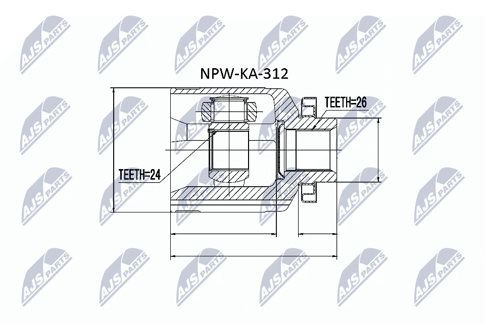 NTY Veovõlli otsa komplekt NPW-KA-312