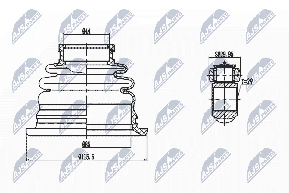 NTY Veovõlli otsa komplekt NPW-MS-041