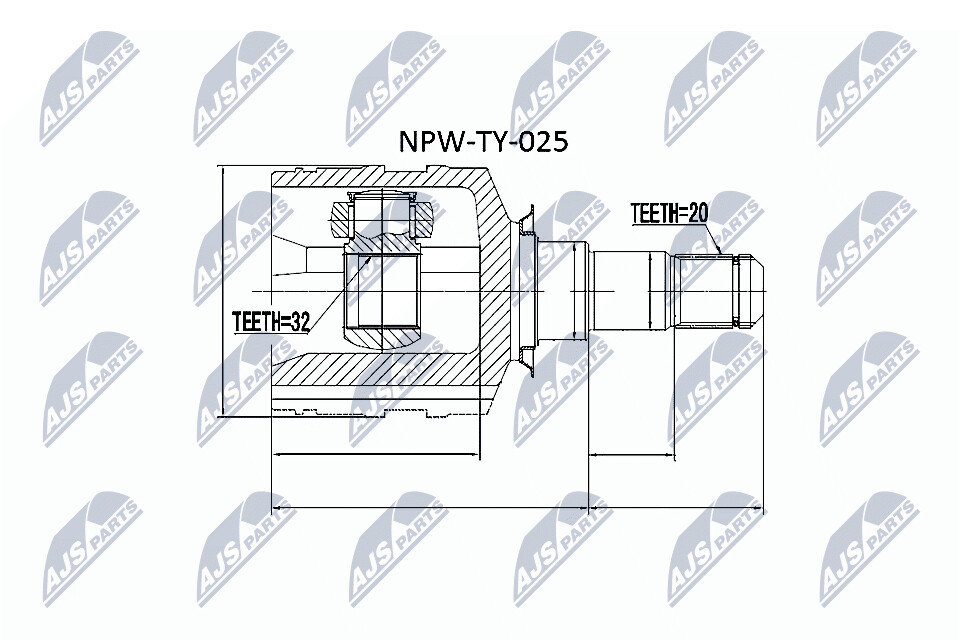 NTY Veovõlli otsa komplekt NPW-TY-025